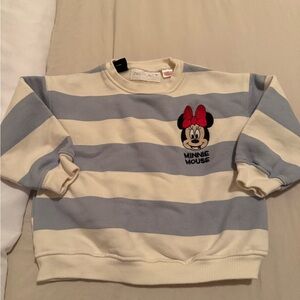 Zara Kids Minnie Mouse Sweatshirt - Cream and Blue